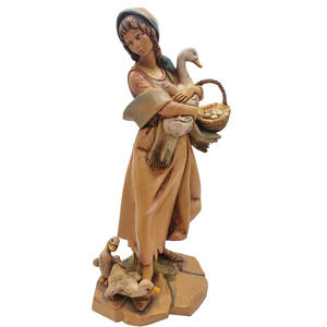 VTG 1986 FONTANINI Depose Italy Nativity Deborah Woman Shepardess w/ Goose 52984